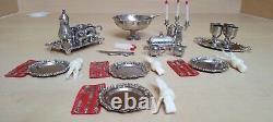 Rare Vintage 1978 IMPERIAL 51 PC Silver Cast Metal Dollhouse Miniature Tea Set