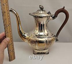 Rare Vintage 4 Piece Birks RIDEAU Hand Chased Silverplate Tea Set