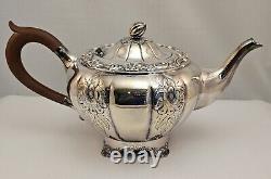 Rare Vintage 4 Piece Birks RIDEAU Hand Chased Silverplate Tea Set