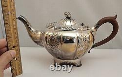 Rare Vintage 4 Piece Birks RIDEAU Hand Chased Silverplate Tea Set