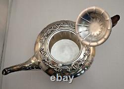 Rare Vintage 4 Piece Birks RIDEAU Hand Chased Silverplate Tea Set