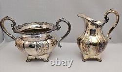 Rare Vintage 4 Piece Birks RIDEAU Hand Chased Silverplate Tea Set