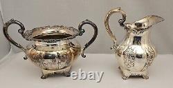 Rare Vintage 4 Piece Birks RIDEAU Hand Chased Silverplate Tea Set