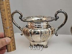 Rare Vintage 4 Piece Birks RIDEAU Hand Chased Silverplate Tea Set