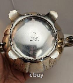 Rare Vintage 4 Piece Birks RIDEAU Hand Chased Silverplate Tea Set