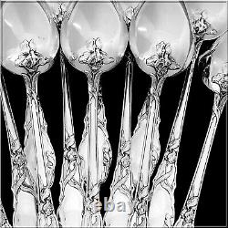 Ravinet Rare French Sterling Silver Tea Coffee Spoons Set 12 Pc, Iris, Box