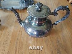 Reed And Barton 3765 Silver Plated Coffee Tea Set With Tray Pre-owned