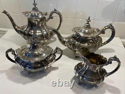 Reed And Barton 4 Piece Hampton Court 660 Tea Set. 925 Sterling Silver