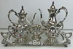 Reed & Barton 6 Piece KING FRANCIS Pattern Silverplate Tea Set 1940'S