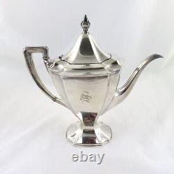 Reed & Barton Art Deco Silverplate EPNS Coffee Tea Set Monogram S