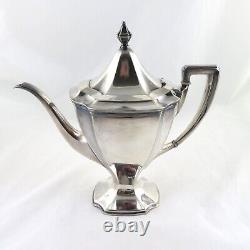 Reed & Barton Art Deco Silverplate EPNS Coffee Tea Set Monogram S