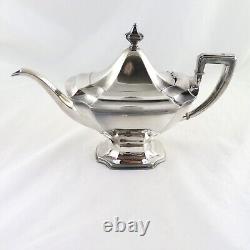 Reed & Barton Art Deco Silverplate EPNS Coffee Tea Set Monogram S