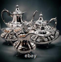 Reed & Barton Hampton Court Sterling 5 PIECE Tea Set 1941 Acanthus Scroll