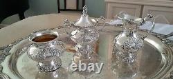 Reed & Barton KING FRANCIS Gorgeous Silverplate Coffee/Tea Pot Set & TOWLE Tray