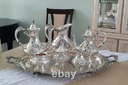 Reed & Barton KING FRANCIS Gorgeous Silverplate Coffee/Tea Pot Set & TOWLE Tray
