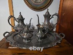 Reed & Barton, King Francis Coffee and Tea Set Five Pieces Tray Sugar Bowl