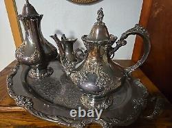 Reed & Barton, King Francis Coffee and Tea Set Five Pieces Tray Sugar Bowl