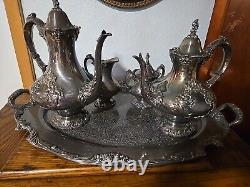 Reed & Barton, King Francis Coffee and Tea Set Five Pieces Tray Sugar Bowl