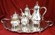 Reed & Barton Silver Plated Provincial Modern Tea Pot Set + Footed Tray 6pc