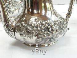 Reed & Barton Silverplate Stunning Floral Pattern #3518 4PC Coffee & Tea Set