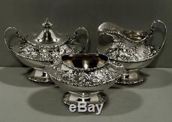 Reed & Barton Sterling Tea Set c1945 HAND DECORATED 59 OZ