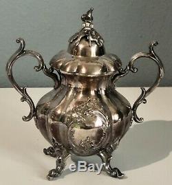 Reed & Barton Winthrop Pumpkin Silver Plate footed Coffee Tea Set 1795 e