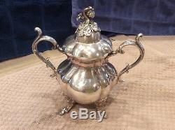 Reed & Barton Winthrop Shield Pumpkin Silver Plate footed Coffee Tea Set #1795