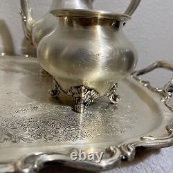 Reed and Barton Regent 5600 Fine Silver Coffee Tea Set With Silver Plate 6 Pcs