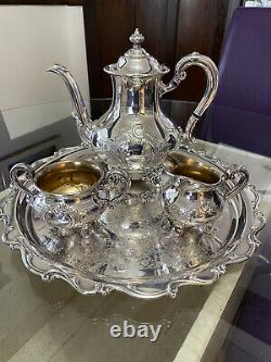 Reed and Barton Vintage Silver Plate Tea Set Hand Chased Repousse Regent Pattern