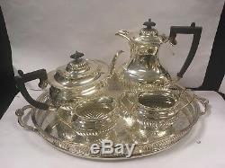 Roberts & Dore Ltd Silver Plate Georgian Style Tea Set on Tray Hallmarked