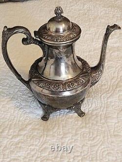 Rogers Bros 1847 Heritage IS Silverplate Tea and Coffee Set with Large Tray