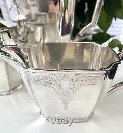 Rogers Brothers Antique Ancestral Silver Plate Art Deco Tea Set