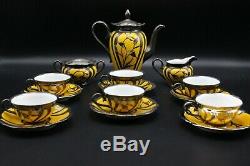 Rosenthal 15Pc Yellow Silver Overlay Art Deco Demitasse Coffee Tea Set VIKTORIA