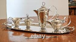 Royal Hickman 3 Crowns Ingrid Silver Coffee Tea Set With Platter Tray