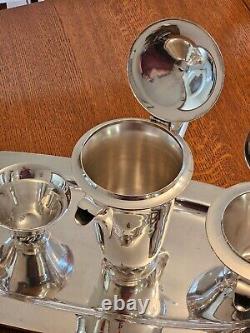 Royal Hickman 3 Crowns Ingrid Silver Coffee Tea Set With Platter Tray