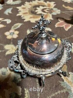 Royal MFG Company silver tea 5 piece set + lids floral pattern + Mint julep cup