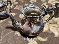 Royal MFG Company silver tea 5 piece set + lids floral pattern + Mint julep cup