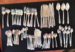 Royal Rose Oneida Nobility Silver Plate Flatware Set 87 Pieces 8x9 + 15 extras