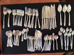 Royal Rose Oneida Nobility Silver Plate Flatware Set 87 Pieces 8x9 + 15 extras