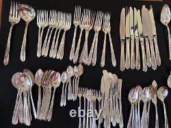 Royal Rose Oneida Nobility Silver Plate Flatware Set 87 Pieces 8x9 + 15 extras