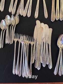 Royal Rose Oneida Nobility Silver Plate Flatware Set 87 Pieces 8x9 + 15 extras