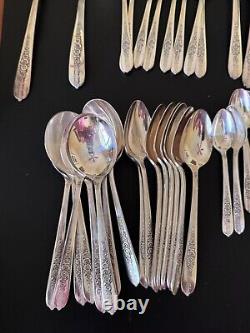 Royal Rose Oneida Nobility Silver Plate Flatware Set 87 Pieces 8x9 + 15 extras