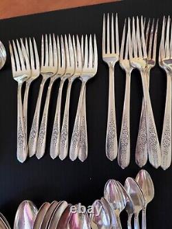 Royal Rose Oneida Nobility Silver Plate Flatware Set 87 Pieces 8x9 + 15 extras