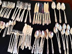 Royal Rose Oneida Nobility Silver Plate Flatware Set 87 Pieces 8x9 + 15 extras