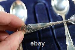 SET OF SIX STERLING SILVER TEA SPOONS AND SUGAR TONGS Sheffield