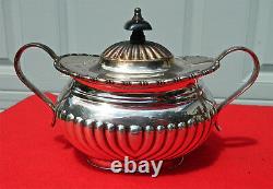SHEFFIELD SILVER PLATE TEA/COFFEE SET WithRARE TEAKETTLE & STAND (5 -PIECE SET)