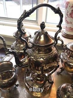 SILVER PLATE TEA SET English Hallmarked Intricate Decorative 6 piece SET
