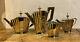 Superb Heavy Silver Plated Art Deco Fluted Modernist Coffee Tea Set 4 Pieces