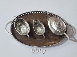 Saunders & Shepherd Edwardian Solid Silver Miniature Tea Set & Tray 1905 & 1909