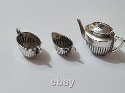 Saunders & Shepherd Edwardian Solid Silver Miniature Tea Set & Tray 1905 & 1909